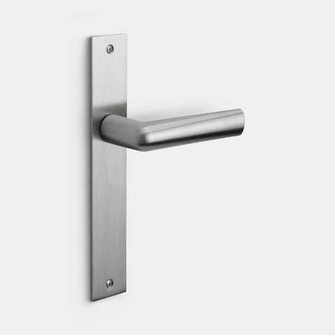 Door handle INC PBI102 on long backplate – Matt Stainless Steel